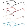 REAVEE 4 Pack Retro Designer Alloy Half Moon Reading Glasses