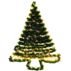 Wall Hanging Christmas Tree DIY Wall Christmas Tree with Lights, 50FT Garland, Xmas Tree Christmas Decoration for Home Living Room Wall Indoor