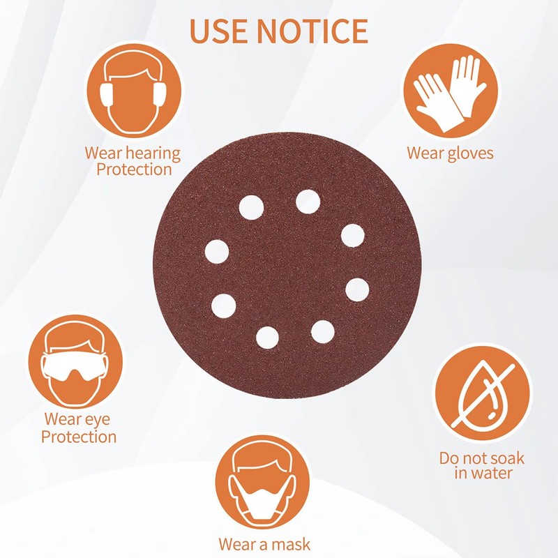 Meccion 125mm Sanding Discs 50pcs 120 Grits Sander Discs Pads