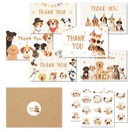 24 Pack Cute Dog Thank You Cards with Envelopes & Stickers 4x6 Inch Blank Note Cards, 6 Dog Designs (4 Each), 4.9x6.9 Inch for Baby Shower Thank You Notes, Birthday Party Invitations, Pet Lovers Gifts