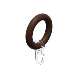 Interdeco Talent – Luina Curtain Rings with Pleat Hooks/Wooden Rings for Curtain Rods in Walnut 20 mm Diameter (Pack of 20)