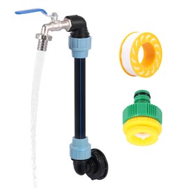 Water Tank IBC Tote Adapter, 3/4" Hose Connection Replacement Water Tank Fitting Part for 1000L Rainwater Container Rain Barrel, IBC Tote to Garden Hose Adapter with Hoses,Faucet
