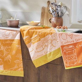 Coucke Square Terry Cloth Printed Cotton 50 x 50 cm Apricot Flavour