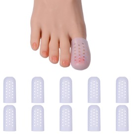 Big Toe Cap Support Breathable Toe Protector Pads Cover Sleeves with Holes Silicone Foot Cushions 10PCS Anti Friction Gel Toes Covering for Corns Rubbing Ingrown Toenail Airflow Orifice Toes Separator