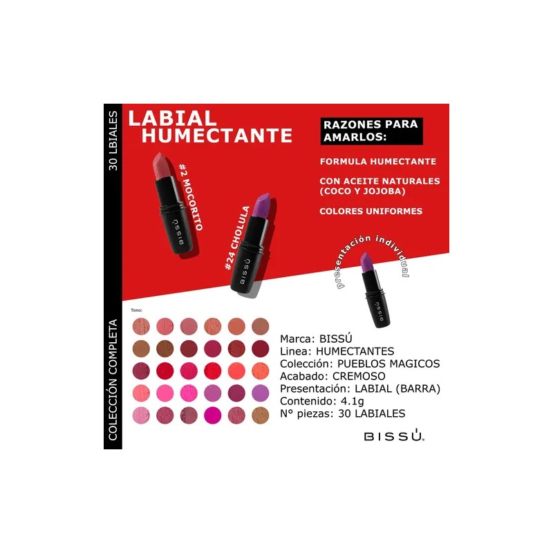 30 Labiales Humectante Bissú Originales Kit Set Pack