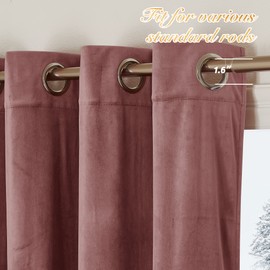 NICETOWN Wild Rose Velvet Curtains, Velvet Drapes, Media Movie Theater Room Decor for Living Room, Super Soft Luxury Velvet Room Darkening Drapes for Home Decor (1 Pair, W52 x L84 inches)