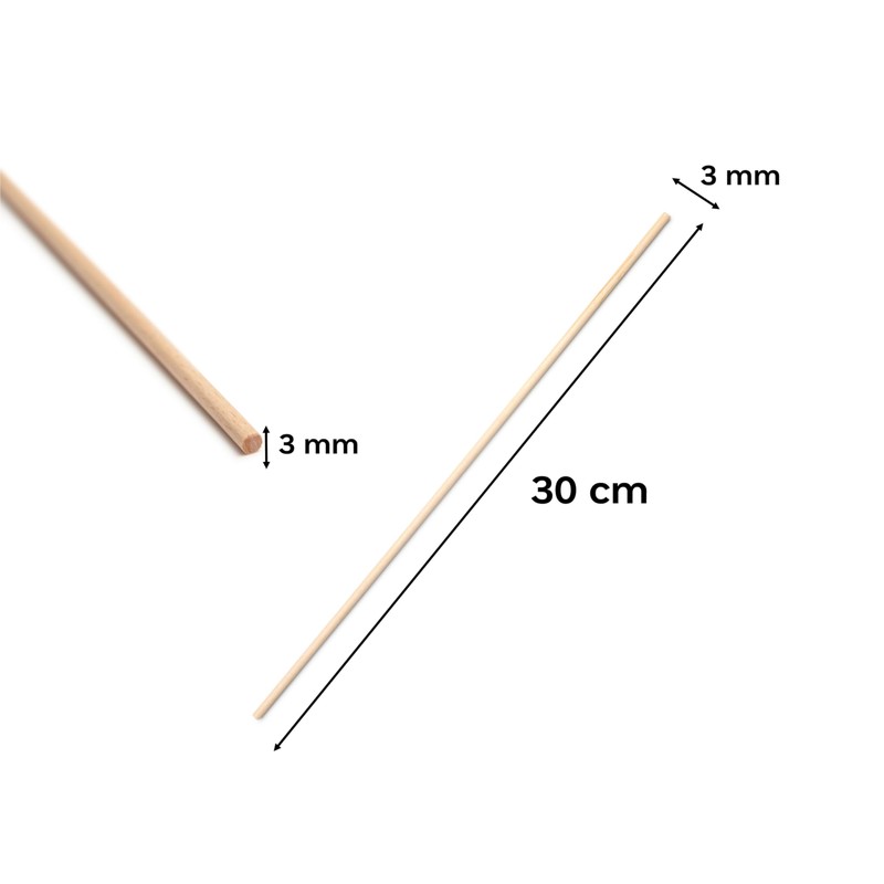 Mendi 150 Wood Sticks 30 cm x 3 mm