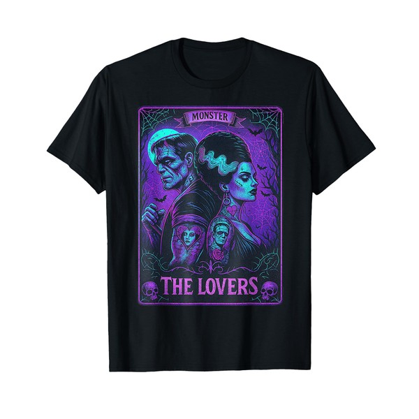 The Monster Frankenstein And Bride The Lovers Tarot Card T-Shirt