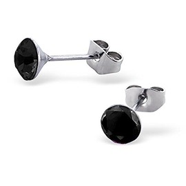 Hypo-Allergenic Jet Black Crystal Surgical Stainless Steel Stud Earrings by Kate Benson