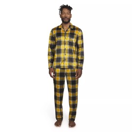 Dogg Supply by Snoop Dog Mens Dogg Supply Snoop Dogg Black & Gold Plaid 2-Piece Pajama Pants & Shirt Sz S