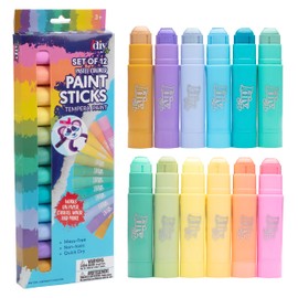 Idiy Tempera Paint Sticks (12 pack Pastel Colors)-For All Classroom Back to School Supplies Arts & Crafts Projects, Draw & Paint on Wood, Paper, Ceramic, Canvas! Quick Dry, Non-Toxic, Mess Free