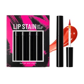 Delineador Labial Peel Off Efecto Tinte,Maquillaje Removible con Tinte - 6 Unidades Antimanchas Alta Pigmentación para Mujer Regalos Novia Hermana Familia Amigas