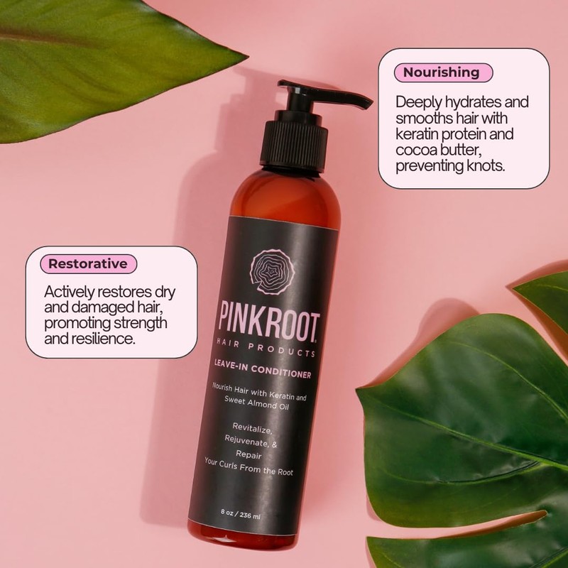 Pink Root Hair Products Leave-in Conditioner for Curly, Wavy, and