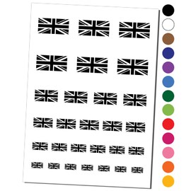 United Kingdom Flag Union Jack Temporary Tattoo Water Resistant Fake Body Art Set Collection - White (One Sheet)