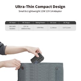 Tonton AC 100-240V to DC 12V 1A Power Supply Adapter, 5.5mm x 2.1mm Plug, DC 12V 1A Power Cord for LED Light Strip, CCTV Camera, DVR, NVR, Router, Printer, Webcam, Computer Case Fans [UL & FCC Listed]