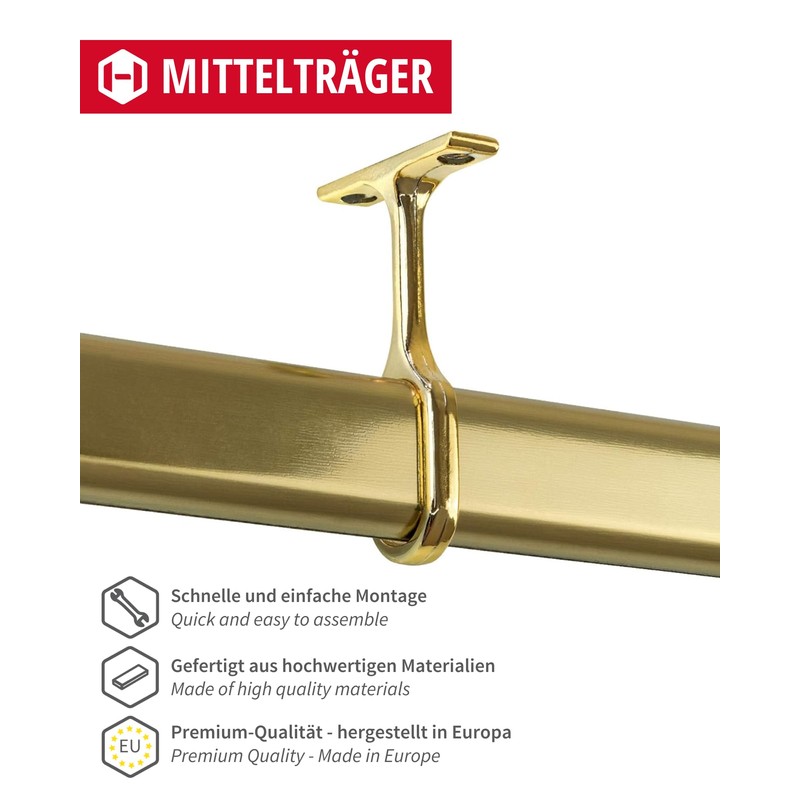 Gedotec Tubes Wardrobe Rail Middle Support Bracket for Clothes Rail