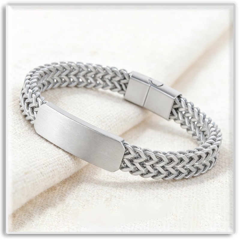 Xusamss Mens Cuban Link Bracelet Stainless Steel Double Layer Chain