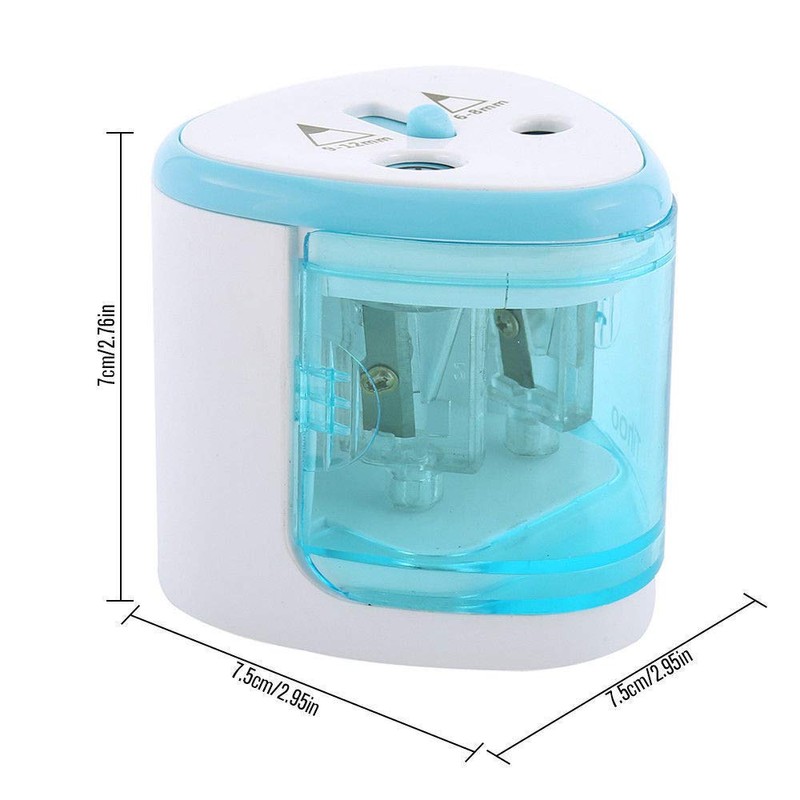 SUPERTOOL Electric Pencil Sharpener Automatic Sharpener Double Hole Silver Stationary