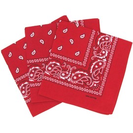 Boolavard 1s, 6s, 9s o 12 paquetes de bandana de vaquero con patrón de cachemira original, Paquete de 3 Rojo , 55cm x 55cm
