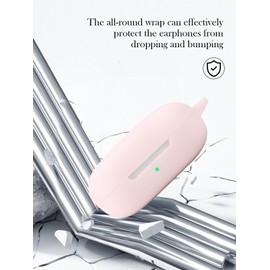 Case for SHOKZ OpenFit Air - Open-Ear Headphones,Soft Protective,BOVUGAC Silicone Case Cover with Keychain & Cleaning Kit & Lanyard for SHOKZ OpenFit Air Earbuds-Pink