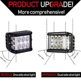 Side Shooter LED Lights Auto Power Plus 2Pcs 4 Inch 90W Cube Side Shot Pods Off Road Light Pods Dual Row Work Light Bar IP 68 Waterproof Driving Fog Lights