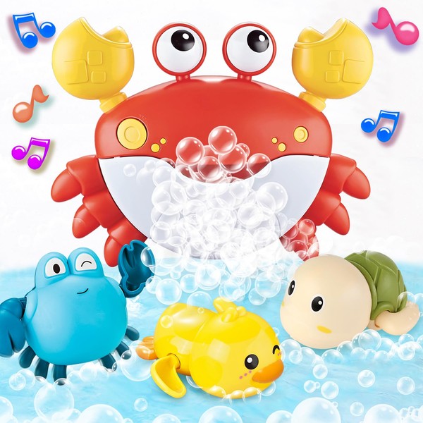 Baby Bath Toys for Toddlers, Crab Bath Bubble Maker with 12 Songs, 3 Pack Wind-up Poor Toys for Kid, Bathtub Toys As Birthday for Boys Girls