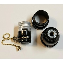 sun-lite PULL CHAIN LAMP SOCKET WITH UNO THREADS BLACK E26 SOCKET NEW 30541J