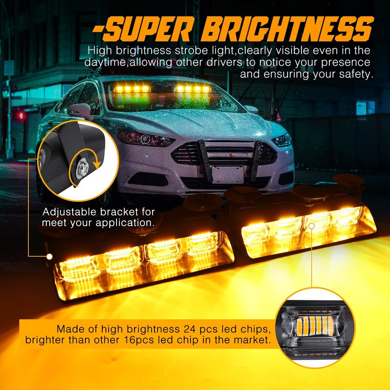 OPPBUY Strobe Light for Trucks,High Bright 48 LEDs Interior Dash