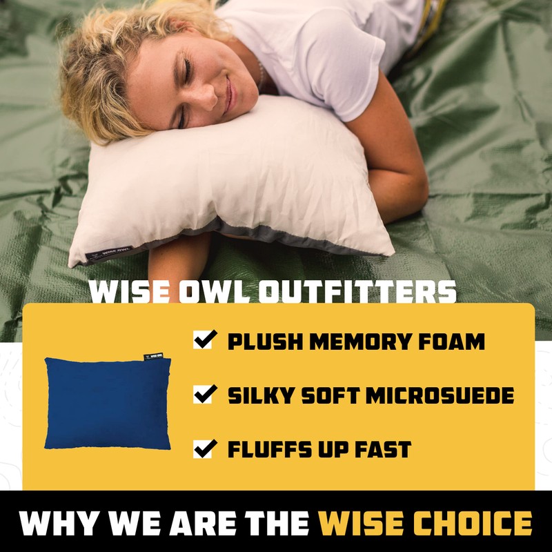 Wise Owl Outfitters Camping Pillow – Memory Foam Travel Pillow