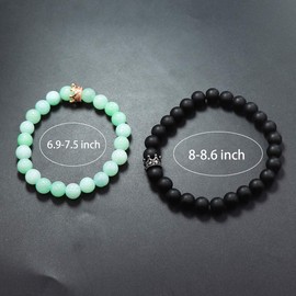UEUC Distance Couple King & Queen Crown Bracelets His Friendship 8 mm Beads Bangle Bracelet, Stone