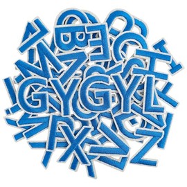 GYGYL 104 Pieces Iron on Letter Patches, Embroidered A-Z Letter Patches for Clothes, Dress, Hat, Socks, Jeans, DIY Accessories-1.5 Inch Blue