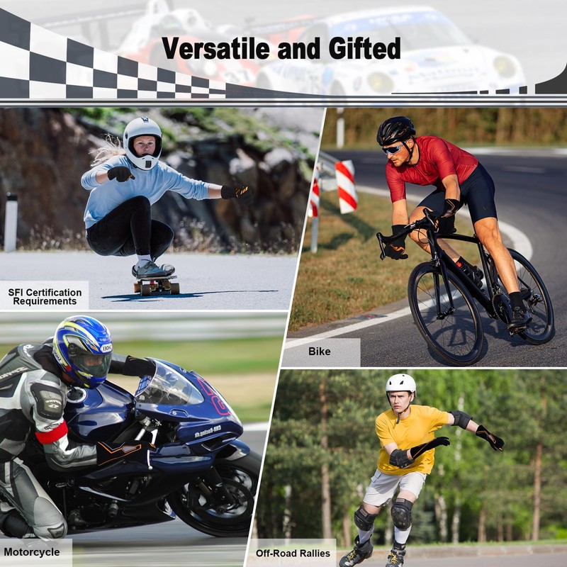 Racing Gloves No SFI Certified Flame Retardant, Aramid Knit, Anti-Slip
