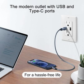 USB C Outlet PD 24W, KCMYTONER Smart 4.8A Quick Charge USB C Outlets Receptacles,15 Amp Type C Supports PD & QC USB C Wall Outlet,Wall Plate Included,Commercial Grade,UL Listed,White 4PK