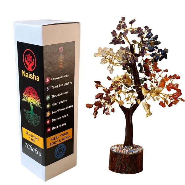 Naisha Seven Chakra Tree of Life - Crystal Tree for Positive Energy - Tree of Life Decor - Feng Shui Decor - Spiritual Gifts - 7 Chakra Tree, Money Tree - Stone Tree - Home Decor , Meditation