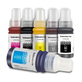 CoYlBod 6 Colors Sublimation Ink Refillable for EcoTank ET-8550 ET-8500 Wide-Format Supertank Printers (6x70ML,BK/PK/C/M/Y/GY)
