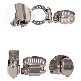 SCGEHA Stainless Steel Hose Band, Heat Resistant, Hose Clamp, 0.6 - 1.1 inches (14 - 27 mm), Set of 10, Set of 20, Water Hose Size (10)