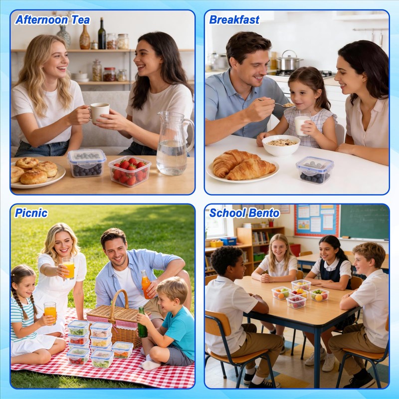 Kssvzz 6 Pack 400ml Square Food Containers with Lids Airtihgt,