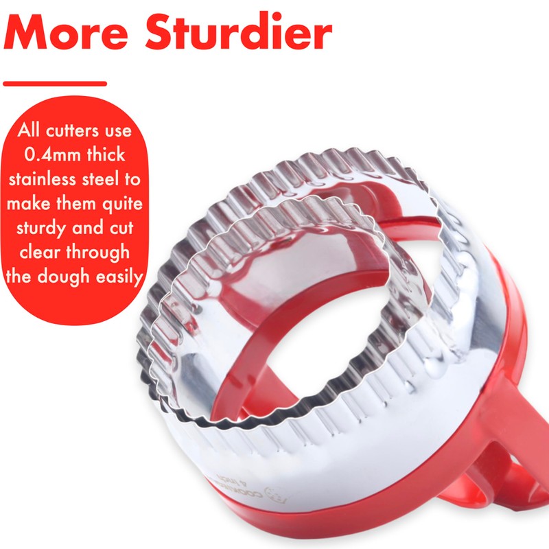 2 Pcs Fluted Round Cookie Cutter with Handle 3“ 4”,