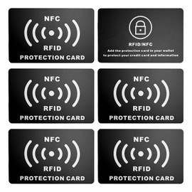 SLEEKEE 6 Pcs NFC Block Cards, RFID Protection Cards, Blocking Cards, RFID Encapsulation Cards, 5.4 cm × 8.55 cm, black, Casual