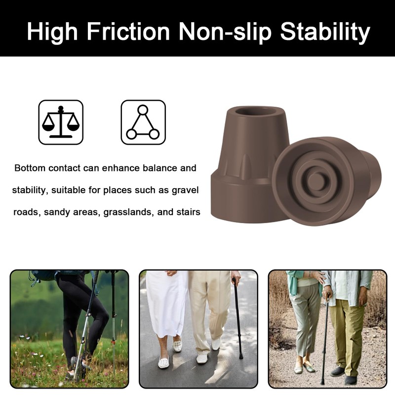 4 Pack Replacement Rubber Cane Tips 3/4 Inch Heavy Duty