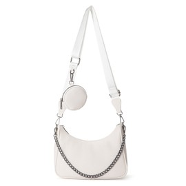 myfriday Schultertasche Hobo Crossbody Umhängetasche für Damen PU Leder Handtasche mit Kleine Münzgeldbörse & Metall Kette
