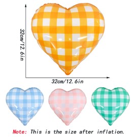 4PCS Pink Heart Balloons 17 Inch Pink and cream white striped plaid Heart Foil Balloons Helium Pink Heart Shape Mylar Balloons for Valentines Day Birthday Wedding Bridal Party Decoration