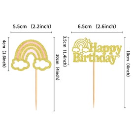 Ercadio - Paquete de 24 adornos bohemios para cupcakes con diseño de arco iris, diseño bohemio y de arco iris, para decoración de cumpleaños, baby shower, decoración de fiesta