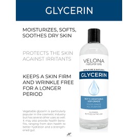 Glycerin Vegetable USP Grade by Velona - 5 lb | 100% Pure and Natural Carrier Oil | Hair and Face Moisturizer for Dry Skin, Bubble Bath, Glycerin Soap, Soap Base | Use Today - Enjoy Results