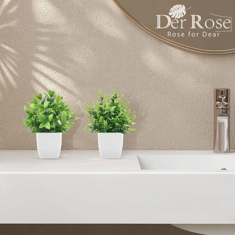 Der Rose 2 Pack Fake Plants Small Faux Artificial Small