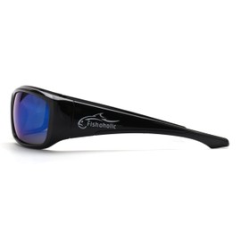 Fishoholic Pro Series Polarized Fishing Sunglasses w' Rubber Accents - UV400 Sun Protection - Fishing Gift Father (proFX_GB-BLU-blk)