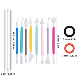 Gosknor 18-Piece Tool Set for Polymer Clay, Acrylic Roller with Thickness Rings and Double-Headed Clay Modelling Tools, Modelling Tool Set for Pottery Clay for Clay Art DIY Craft Projects