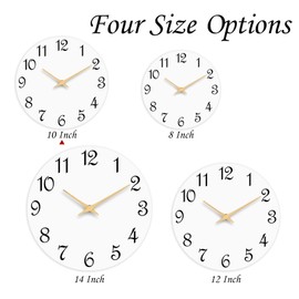 Roymnie Wall Clock, 10 Inch Modern Wall Clocks Battery Operated, Silent Non Ticking Clock Decorative for Kitchen, Living Room, Bathroom, Office, Bedroom(White)