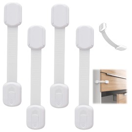 4 Pack Child Safety Cupboards Straps Locks,Adjustable Cupboard Locks for Children,Baby Proof Cupboard Locks,Easy Install for Kitchen Cupboards,Fridge,Drawer,Toilet,No Drilling Required.