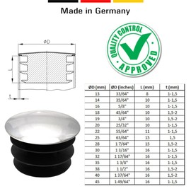 5x Lamellenstopfen rundstopfen chrom stopfen rundrohre rohraußen endkappen rund, 13mm